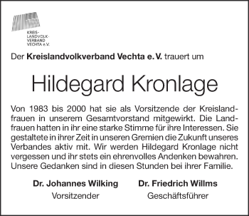 Anzeige von Hildegard Kronlage von OM-Medien