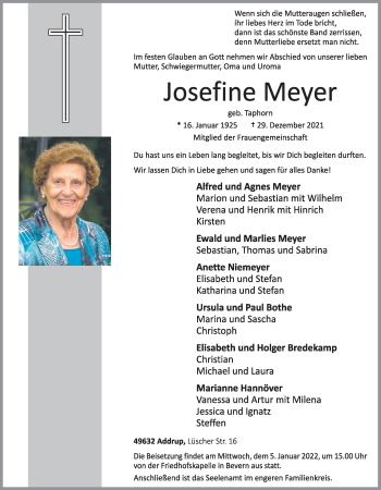 Anzeige von Josefine Meyer von OM-Medien