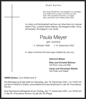 Anzeige von Paula Meyer von OM-Medien