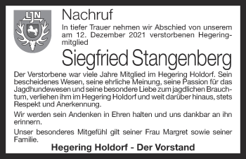 Anzeige von Siegfried Stangenberg von OM-Medien