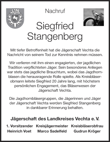 Anzeige von Siegfried Stangenberg von OM-Medien