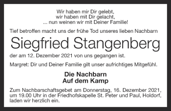 Anzeige von Siegfried Stangenberg von OM-Medien