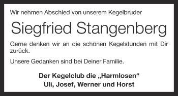 Anzeige von Siegfried Stangenberg von OM-Medien