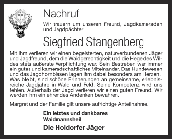 Anzeige von Siegfried Stangenberg von OM-Medien