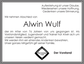 Anzeige von Alwin Wulf von OM-Medien