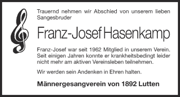 Anzeige von Franz-Josef Hasenkamp von OM-Medien