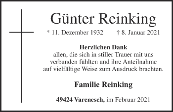 Anzeige von Günter Reinking von OM-Medien