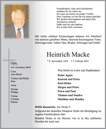 Anzeige von Heinrich Macke von OM-Medien