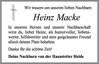 Anzeige von Heinrich Macke von OM-Medien