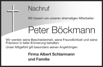 Anzeige von Peter Böckmann von OM-Medien