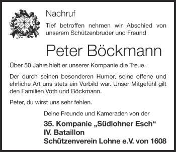 Anzeige von Peter Böckmann von OM-Medien