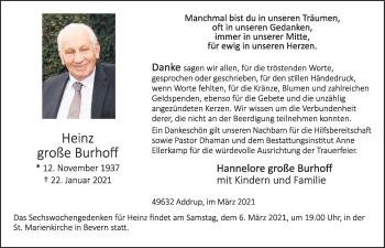 Anzeige von Heinz große Burhoff von OM-Medien