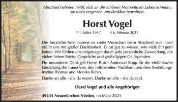 Anzeige von Horst Vogel von OM-Medien