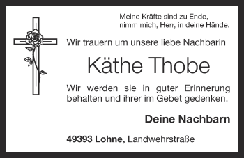 Anzeige von Käthe Thobe von OM-Medien