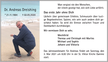 Anzeige von Andreas Dreishing von OM-Medien