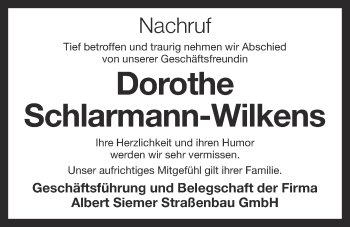 Anzeige von Dorothe Schlarmann-Wilkens von OM-Medien