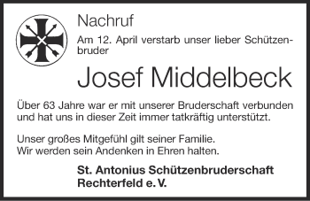 Anzeige von Josef Middelbeck von OM-Medien