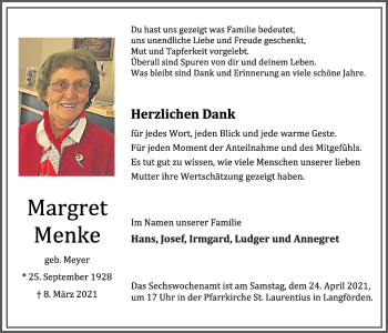 Anzeige von Margret Menke von OM-Medien