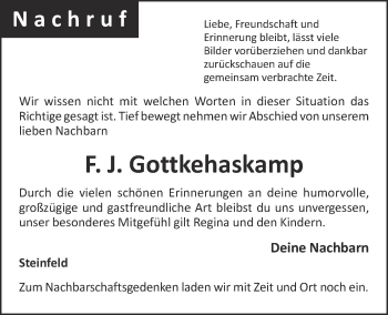 Anzeige von F.J. Gottkehaskamp von OM-Medien