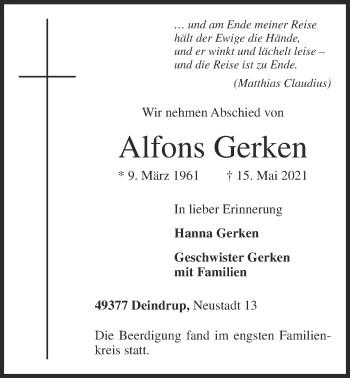 Anzeige von Alfons Gerken von OM-Medien