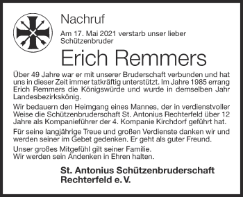 Anzeige von Erich Remmers von OM-Medien