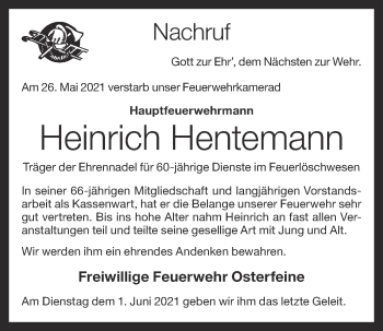 Anzeige von Heinrich Hentemann von OM-Medien