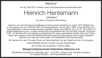 Anzeige von Heinrich Hentemann von OM-Medien