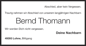 Anzeige von Bernd Thomann von OM-Medien