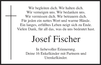 Anzeige von Josef Fischer von OM-Medien