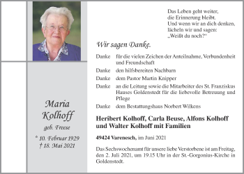 Anzeige von Maria Kolhoff von OM-Medien