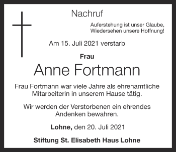 Anzeige von Anne Fortmann von OM-Medien