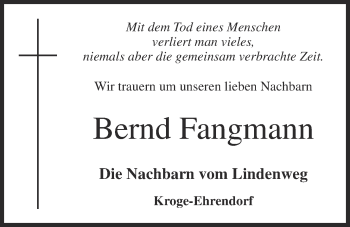 Anzeige von Bernd Fangmann von OM-Medien