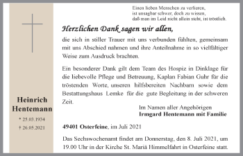 Anzeige von Heinrich Hentemann von OM-Medien