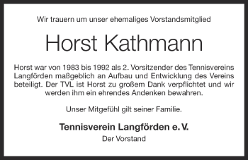 Anzeige von Horst Kathmann von OM-Medien