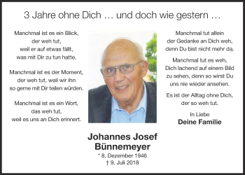 Anzeige von Johannes Josef Bünnemeyer von OM-Medien