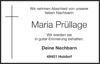 Anzeige von Maria Prüllage von OM-Medien