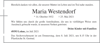 Anzeige von Maria Westendorf von OM-Medien