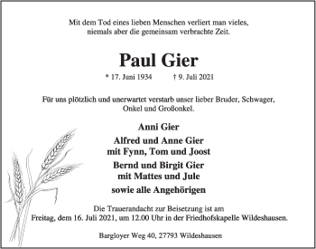 Anzeige von Paul Gier von OM-Medien