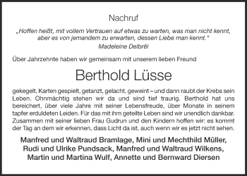 Anzeige von Berthold Lüsse von OM-Medien