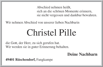 Anzeige von Christel Pille von OM-Medien