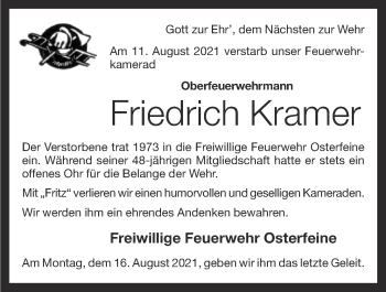 Anzeige von Friedrich Kramer von OM-Medien