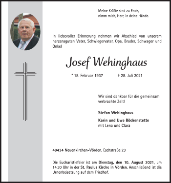 Anzeige von Josef Wehinghaus von OM-Medien