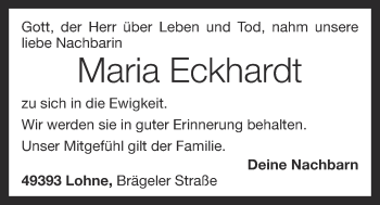 Anzeige von Maria Eckhardt von OM-Medien