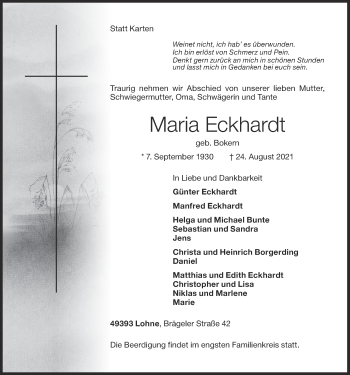 Anzeige von Maria Eckhardt von OM-Medien