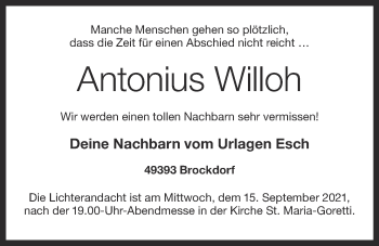 Anzeige von Antonius Willoh von OM-Medien