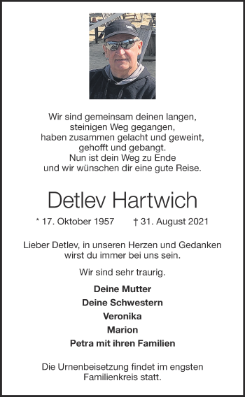 Anzeige von Detlev Hartwich von OM-Medien