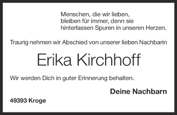 Anzeige von Erika Kirchhoff von OM-Medien