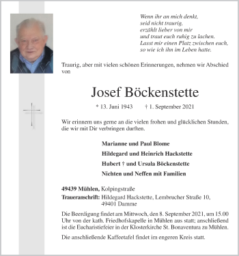 Anzeige von Josef Böckenstette von OM-Medien