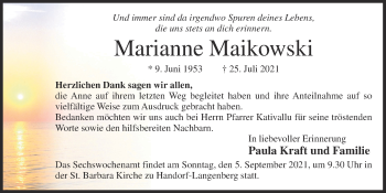 Anzeige von Marianne Maikowski von OM-Medien