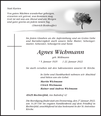 Anzeige von Agnes Wichmann von OM-Medien